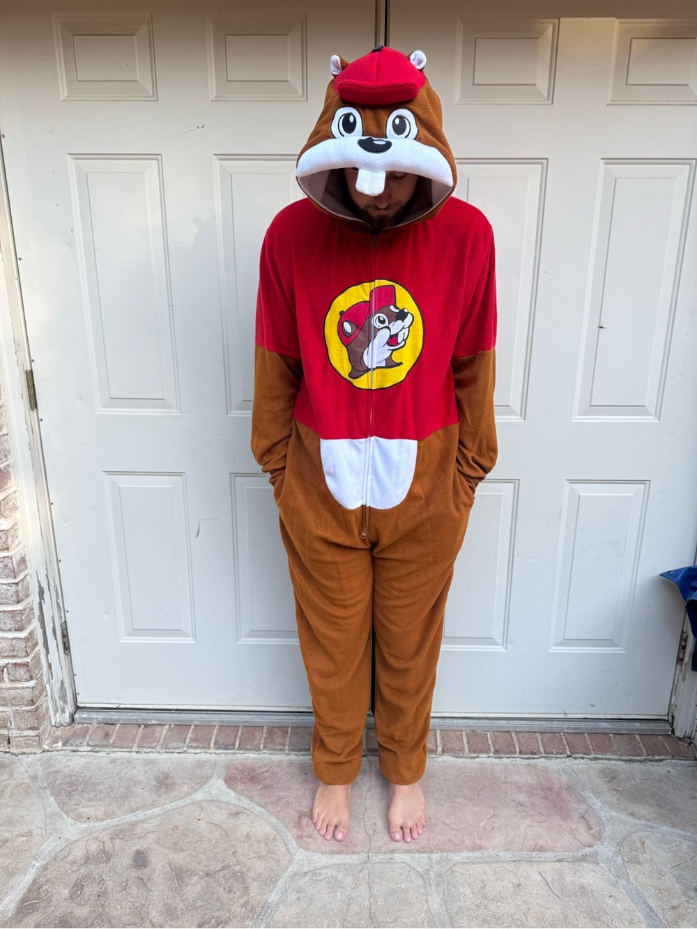 Buc-ee's, Onesie Pajamas - Red & Brown, Size Lg/XL Unisex